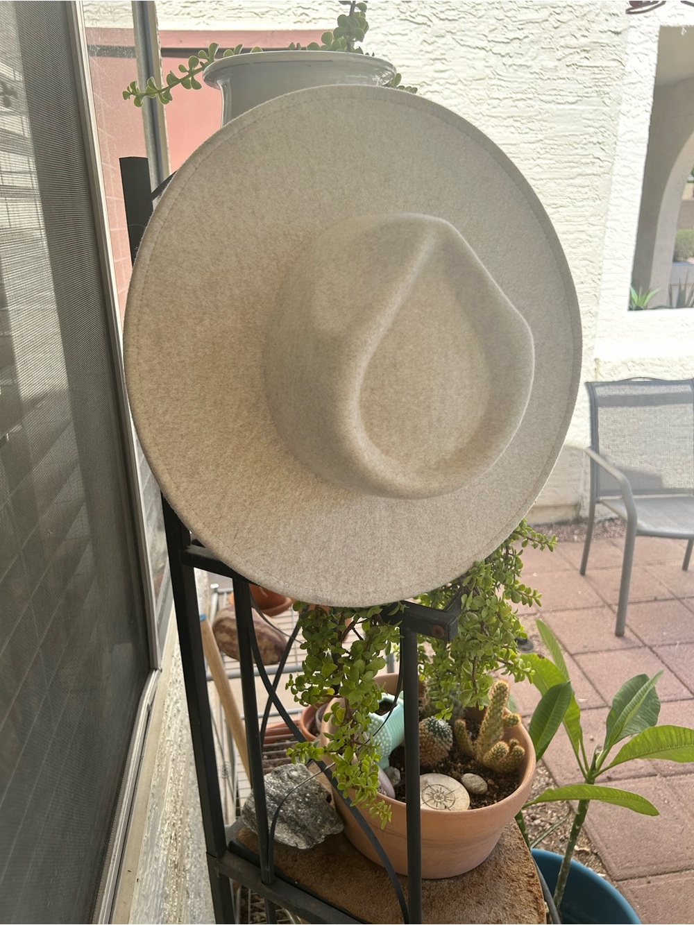 Cream Wide-Brim Wool Hat - Unbranded Classic Fedora